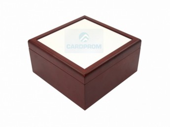 Шкатулка SPH66BR ювелирная коробка с керам. шильдой 6х6" коричневая