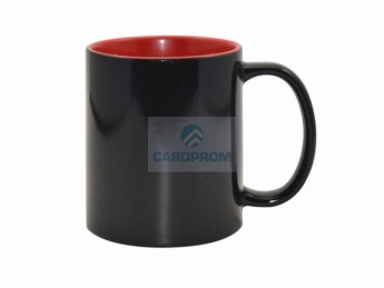 Кружка B2CIN-R хамелеон двухцветная для термотрансфера, черная 11oz, красная внутри