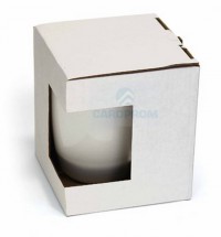 Коробка для кружки (100*100*110мм), белая, с прям. угл. окном 60*150мм, не собр. (уп. 100 шт)