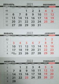 Календарные блоки, офсет 80гр серые, 2022 резанные (297*140) (100шт+2)