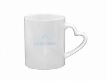 Кружка B101H для термотрансфера 11oz , белая, ручка в форме сердца