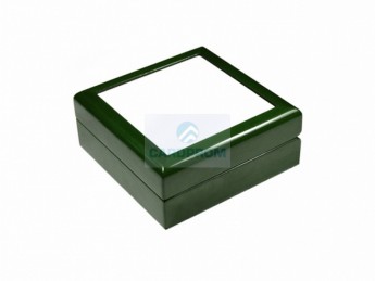 Шкатулка SPH66G ювелирная коробка с керам. шильдой 6х6" зеленая