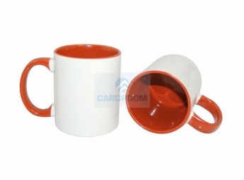 Кружка B11T-05 для термотрансфера 11oz, оранжевая внутри + оранжевая ручка