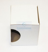 Коробка для кружки (100*100*110мм), белая, с круглым окном d50мм, не собр. (уп. 10 шт)