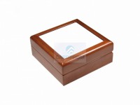 Шкатулка SPH44BR ювелирная коробка с керам. шильдой 4х4" коричневая