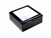 Шкатулка SPH66BL- ювелирная коробка с керам. шильдой 6х6" черная