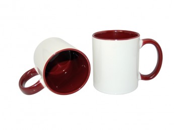 Кружка B11T-09 для термотрансфера 11oz, бордовая внутри + бордовая ручка